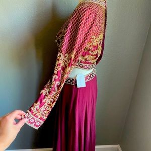 NWT designer maroon Priya cchabra lehenga in silk and georgette